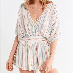 Multi-colored striped romper
